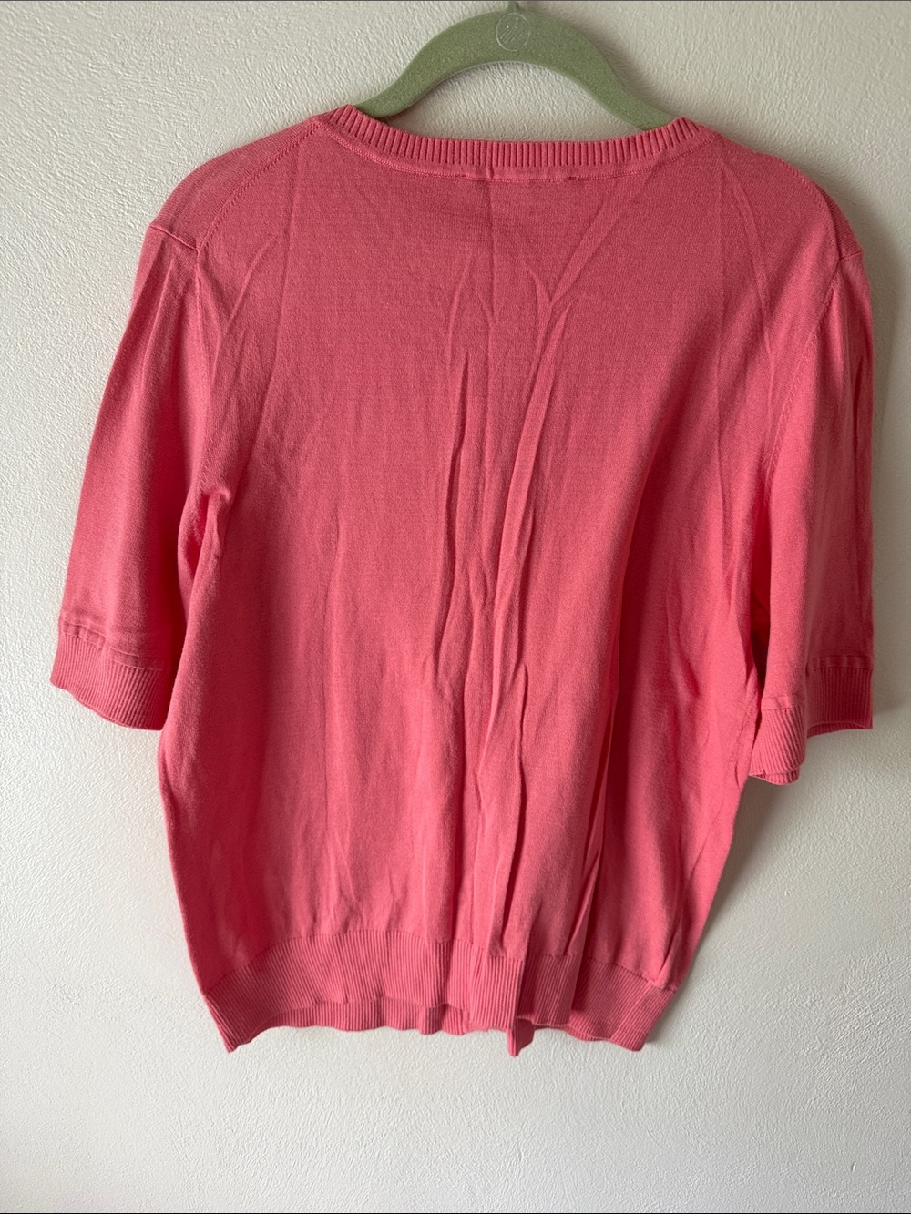 LOFT Coral Pink Short-Sleeve Button-Front Cardigan - Picture 4 of 4